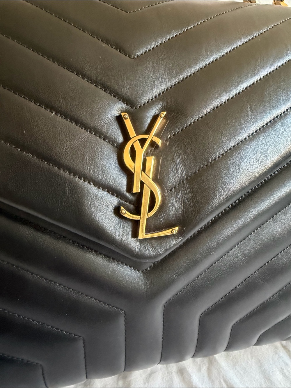 Saint Laurent Calfskin Y Quilted Monogram Large Loulou Chain Satchel Black - Picture 4 of 10